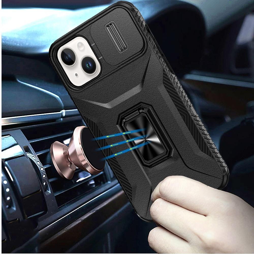 iPhone 15 Complete Magnetic Metal Ring Stand Camera Protection Hybrid - Black, photo 2 of 3