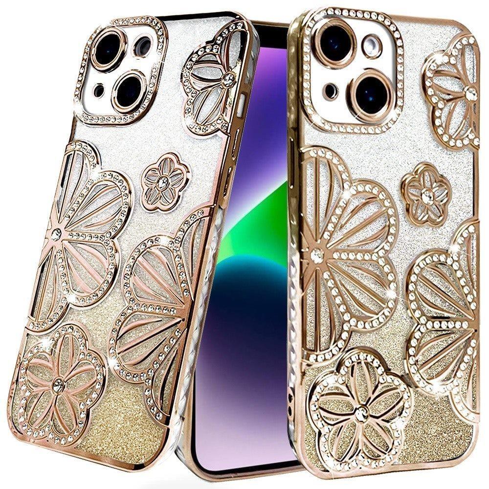 Luxury Bling Floral Case For iPhone 13 & 14 | Available in Multiple Colors | Free Delivery, photo 2 of 4