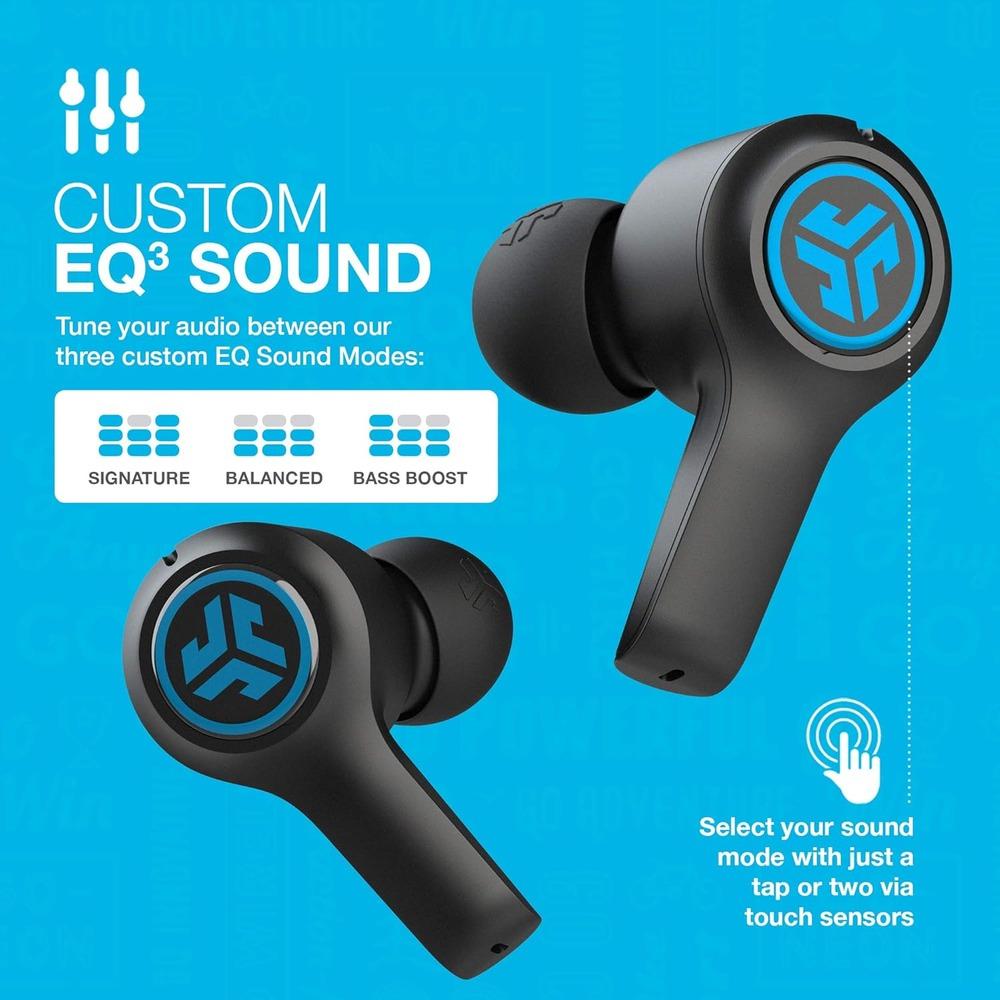 JLab JBuds Air Play Gaming True Wireless Earbuds, 30+ Total Hours of Bluetooth 5 Playtime Super-Low Latency for Mobile Gameplay, Built-in Microphone, Dual Connect, EQ3 Sound / C3 Chatting - BLACK, photo 3 of 4