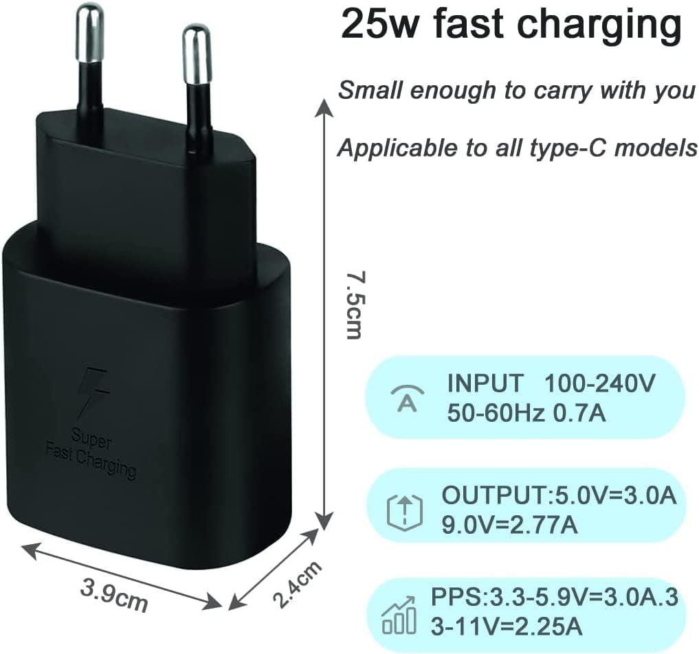 D.Square Type C Charger 25W Black Fast Charge with USB Cable C-C 1m/3.3ft / PD 3.0 Type C Compatible with iPad Pro, iPad Air 4th, iPad Mini 6th, Google Pixle 5/4, Galaxy, Huawei, photo 3 of 6