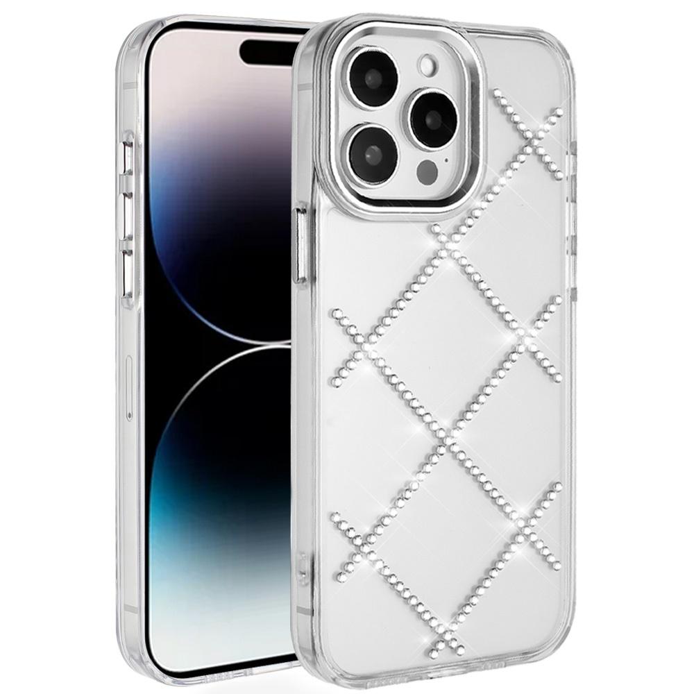 iPhone 14 Pro Max 6.7" Gem Glitter Diamond Transparent Hybrid Case – Colorful Sparkle TPU Hard Back Cover, photo 5 of 6