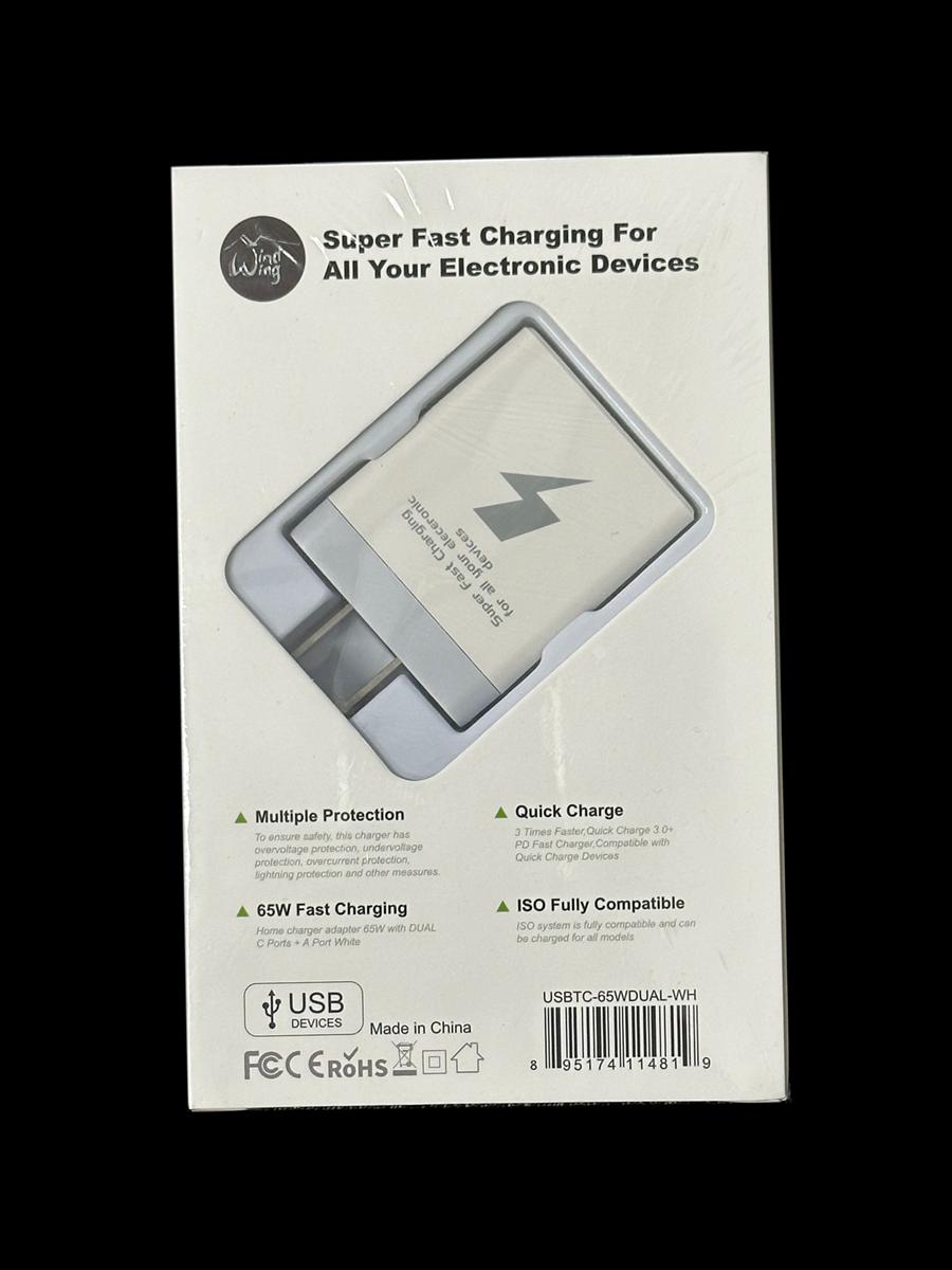 TYPE-C AND USB Home Adapter 65w - White, photo 3 of 3