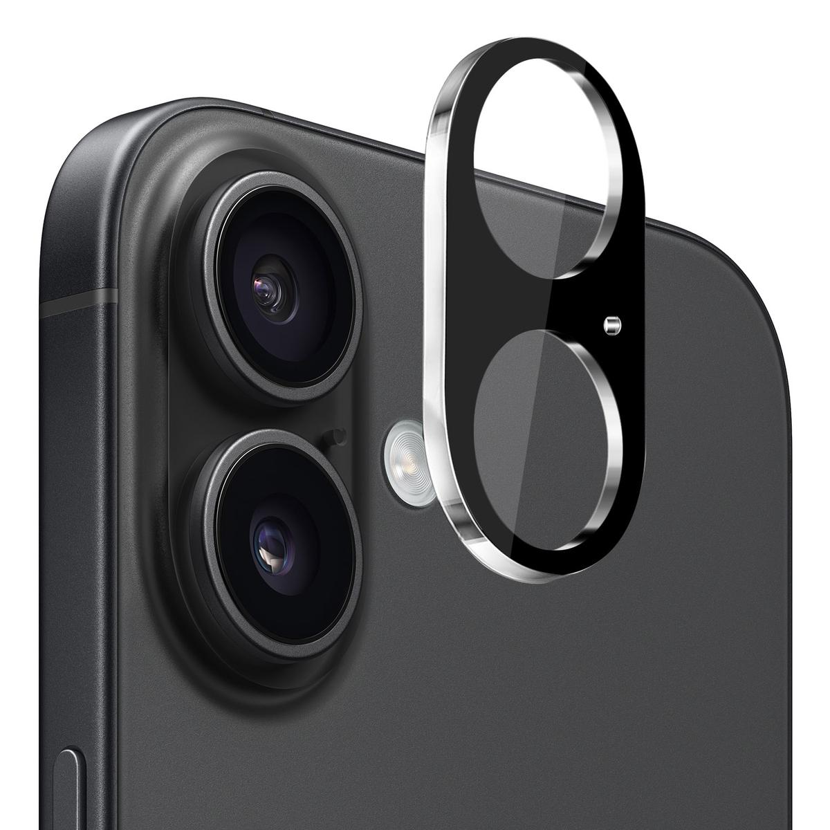 iPhone 16 6.1 inch Camera Lens Colored Edge Tempered(2.5D) - Black