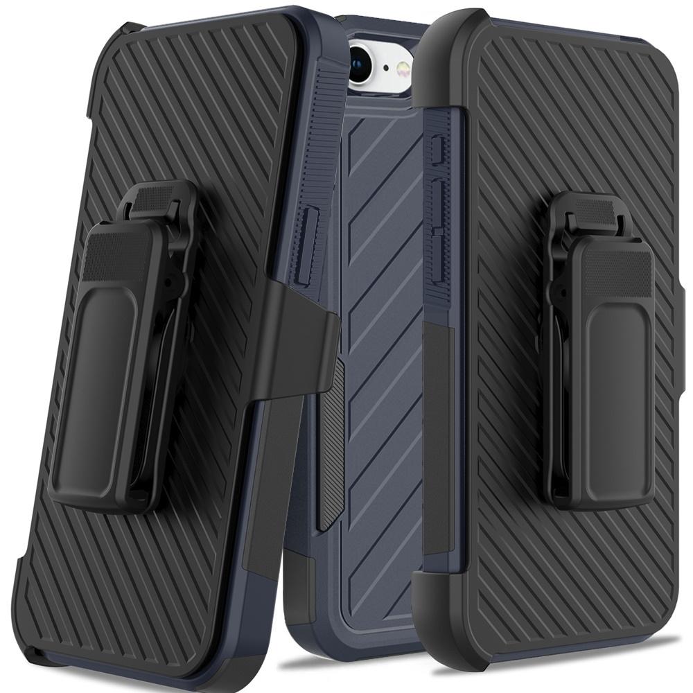 iPhone 16E / SE4 Noble-Lined Shockproof Dual-Layer Hybrid Case with Belt Clip Holster – Rugged Full-Body Protection