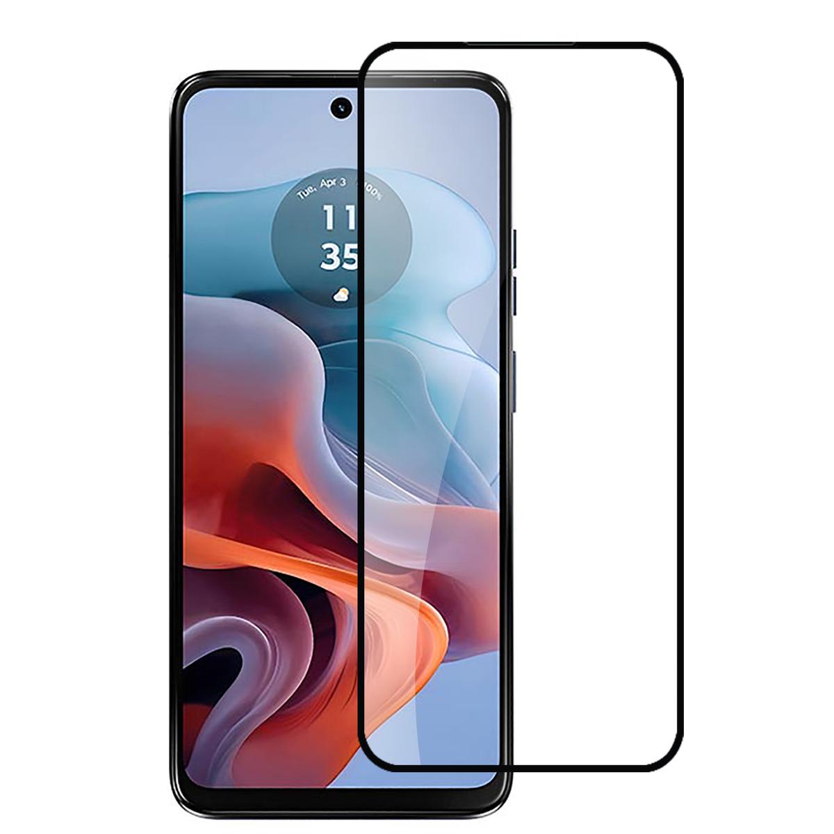 Motorola Moto G Stylus 5G 2024 Bulk White Paper Card Package Black edged Tempered Glass (Black)