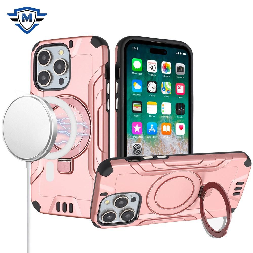 iPhone 15 METKASE Magnetic Circle Kickstand Exclusive Brushed Hybrid - Rose Gold