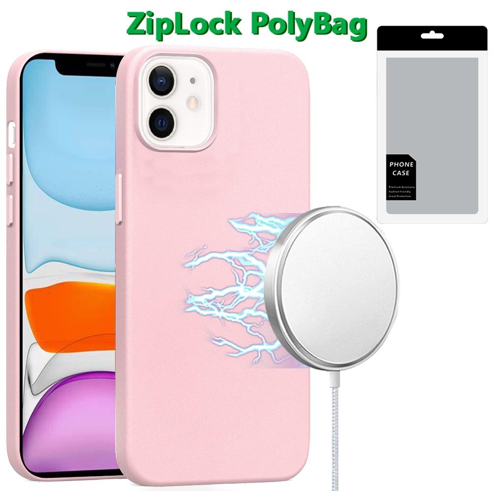 iPhone 11 PU Leather Case with Built-in Magnetic Circle & Colored Metal Buttons – Premium Finish