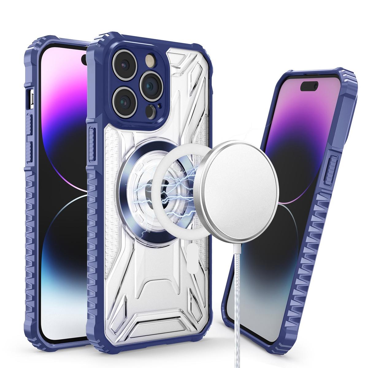 Apple iPhone 11 Magnetic Circle Rugged Hybrid Clear Case - Dark Blue