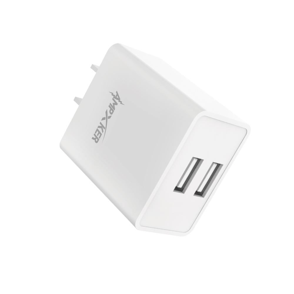 Dual USB Port - Adapter - 2 AMP - WHITE