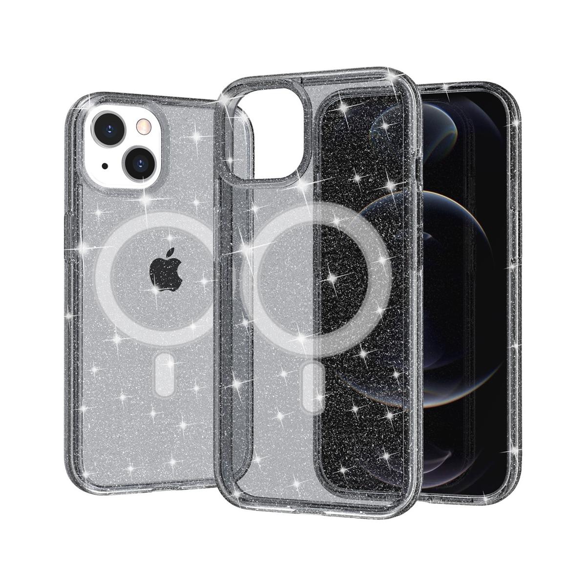 iPhone 15 Glitter Ultra [Magnetic Circle] Thick 3mm Transparent Hybrid - Smoke
