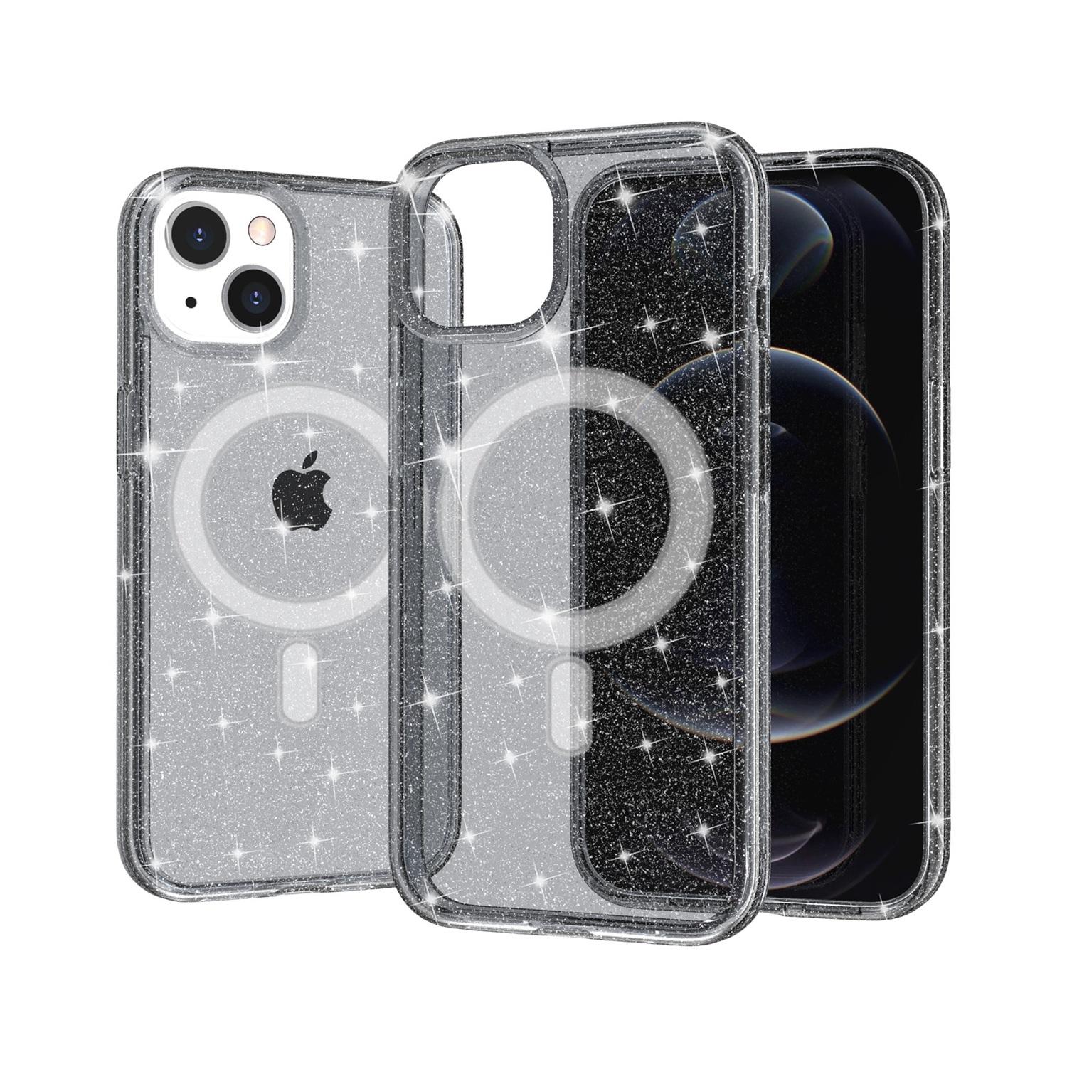 iPhone 15 Glitter Ultra [Magnetic Circle] Thick 3mm Transparent Hybrid - Smoke
