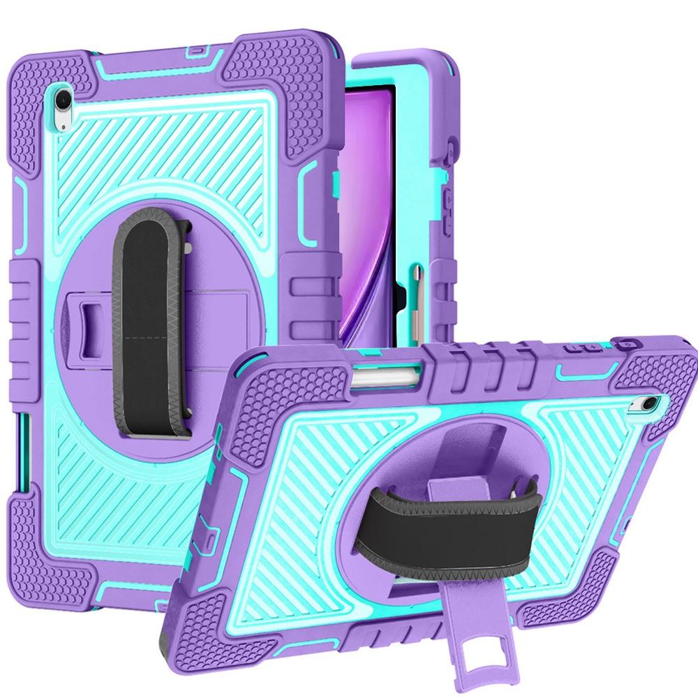 Apple iPad Air 13inch 2024 3in1 Multi-Functional Tablet Case for Hand, Shoulder, Pencil & Stand - Purple/Teal