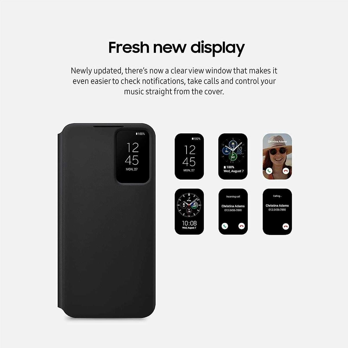 SAMSUNG Galaxy S22+ Plus Case S-View Flip Cover - Protective Phone Case, Tap Control, Cutting Edge Design - includes Microfiber Cleaning Cloth - Black, photo 2 of 4