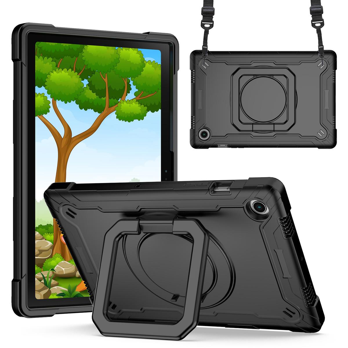 Samsung Galaxy Tab A8 10.5 inch (2022) Tablet Tough Hybrid Rotating 360 Degree Kickstand - Black+Black