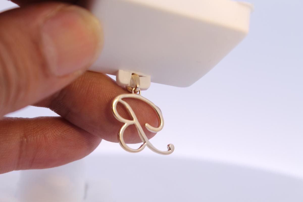 10K Gold With Natural Diamonds Initial B Pendant-Minamilst, photo 2 of 3