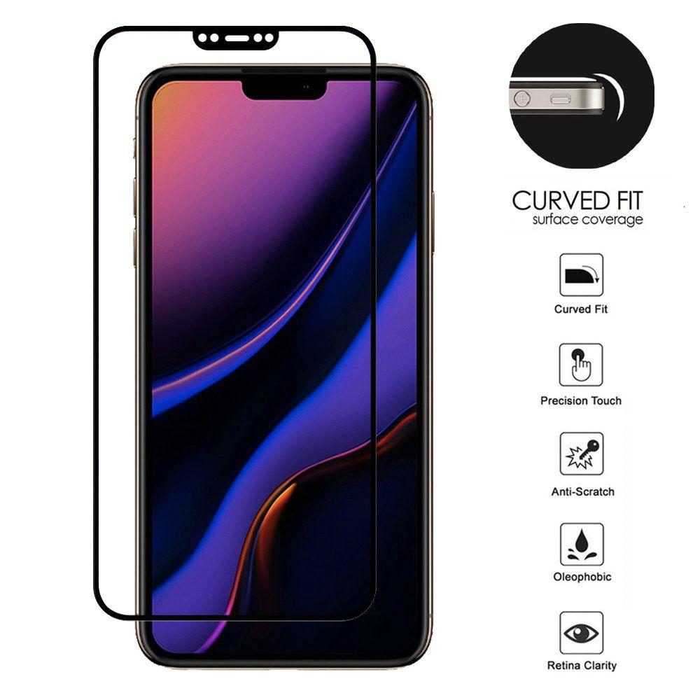 Apple iPhone 11 / XR Bulk White Paper Card Package Black edged Tempered Glass (Black)