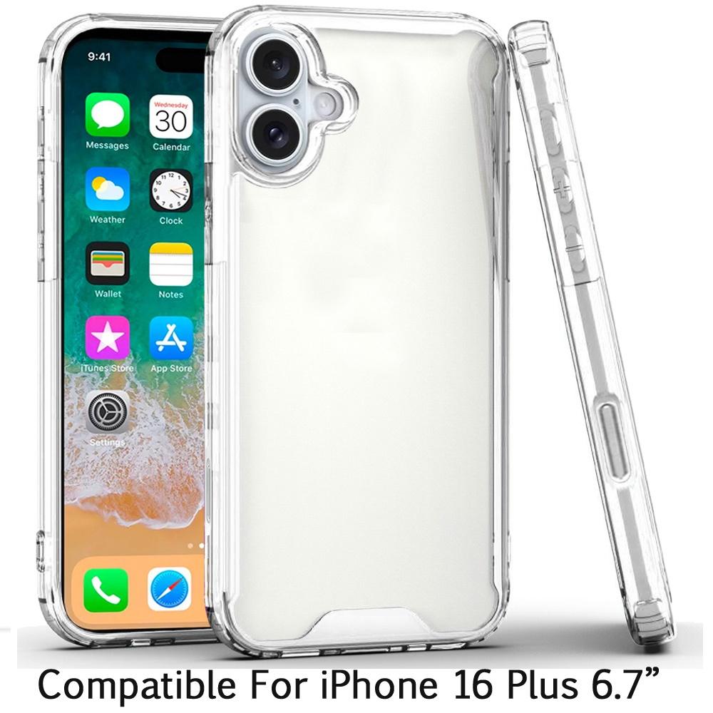 For iPhone 16 Plus 6.7 inch Colored Shockproof Transparent Hard PC TPU Hybrid Case Cover, photo 2 of 3