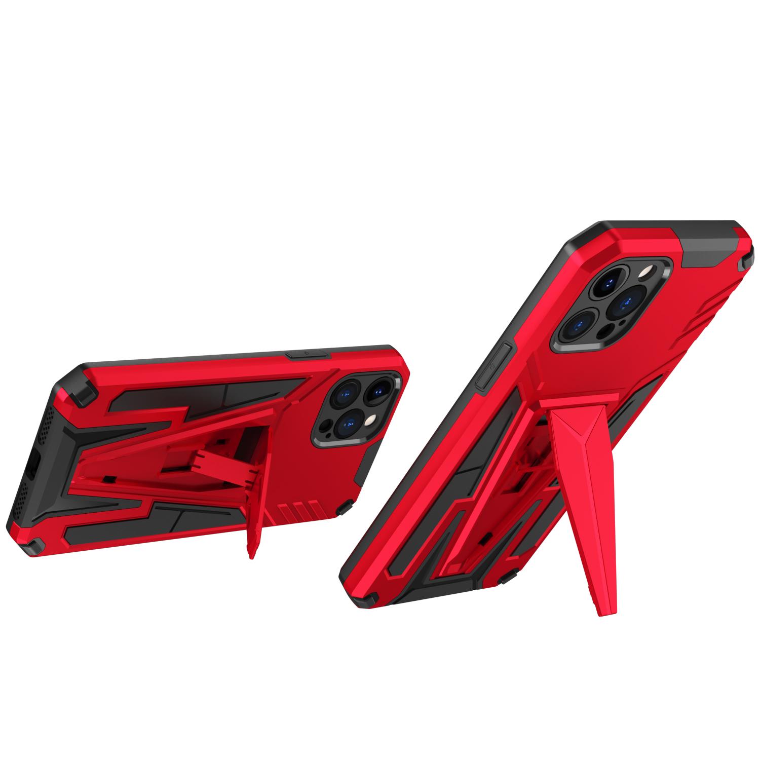 iPhone 12 Pro Max 6.7" Alien Design Shockproof Magnetic Hybrid Kickstand Case Cover – Red