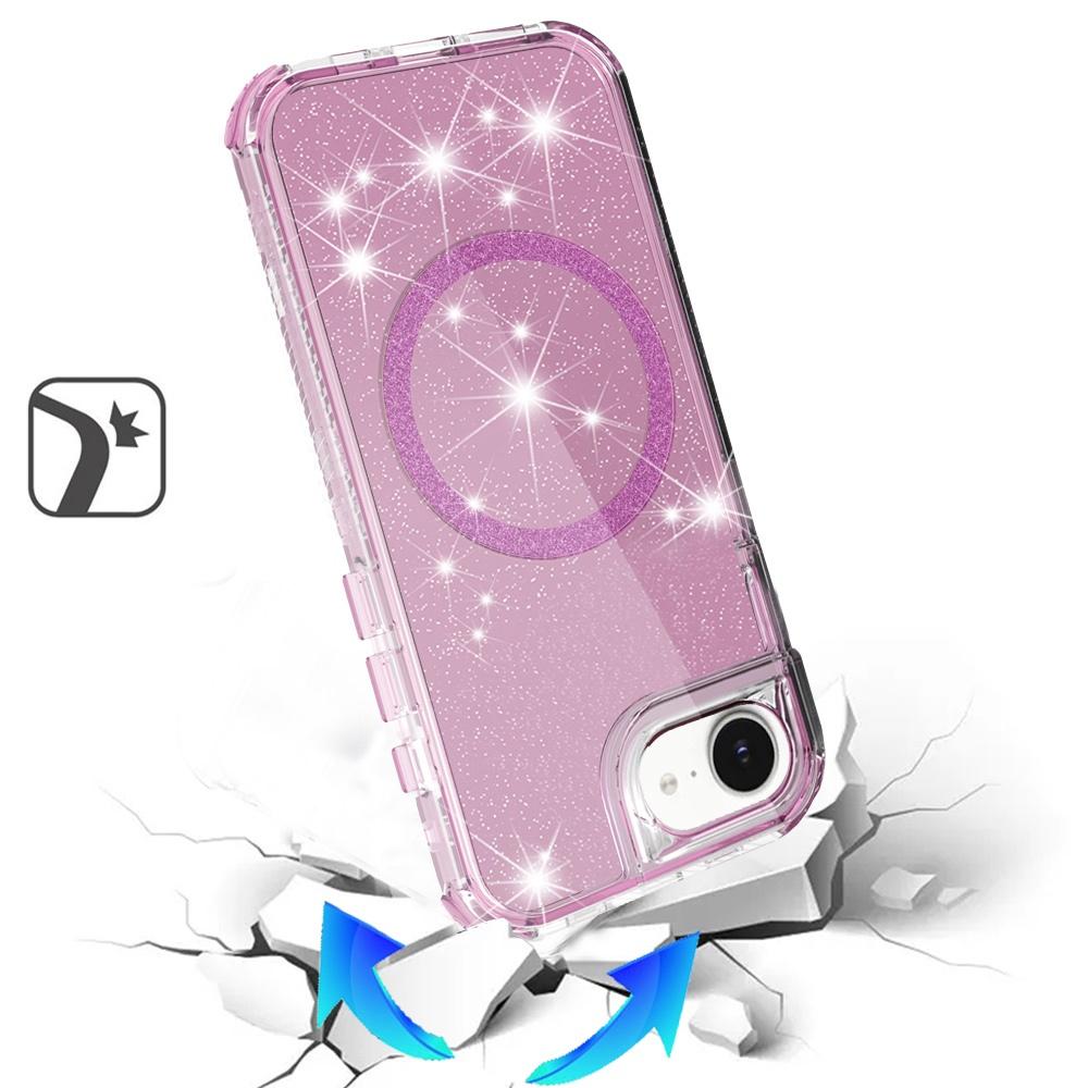 iPhone 16E (E Edition) / SE4 (2025) Magnetic Ring Glitter 3-in-1 Hybrid Case – Sparkly Shockproof Cover with Kickstand & Car Mount Support, photo 2 of 5