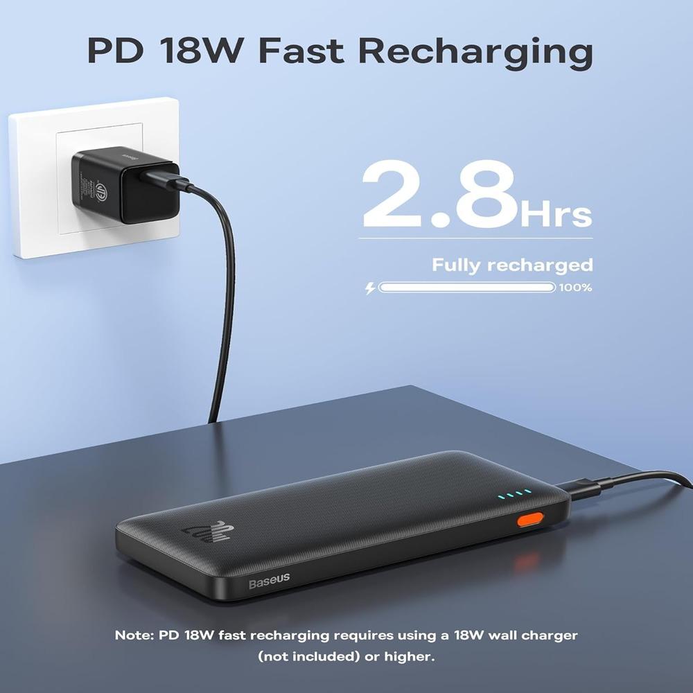 Baseus Portable Charger, 20W PD QC Power Bank Fast Charging, 10000mAh Slim Battery Pack Charger, photo 4 of 6