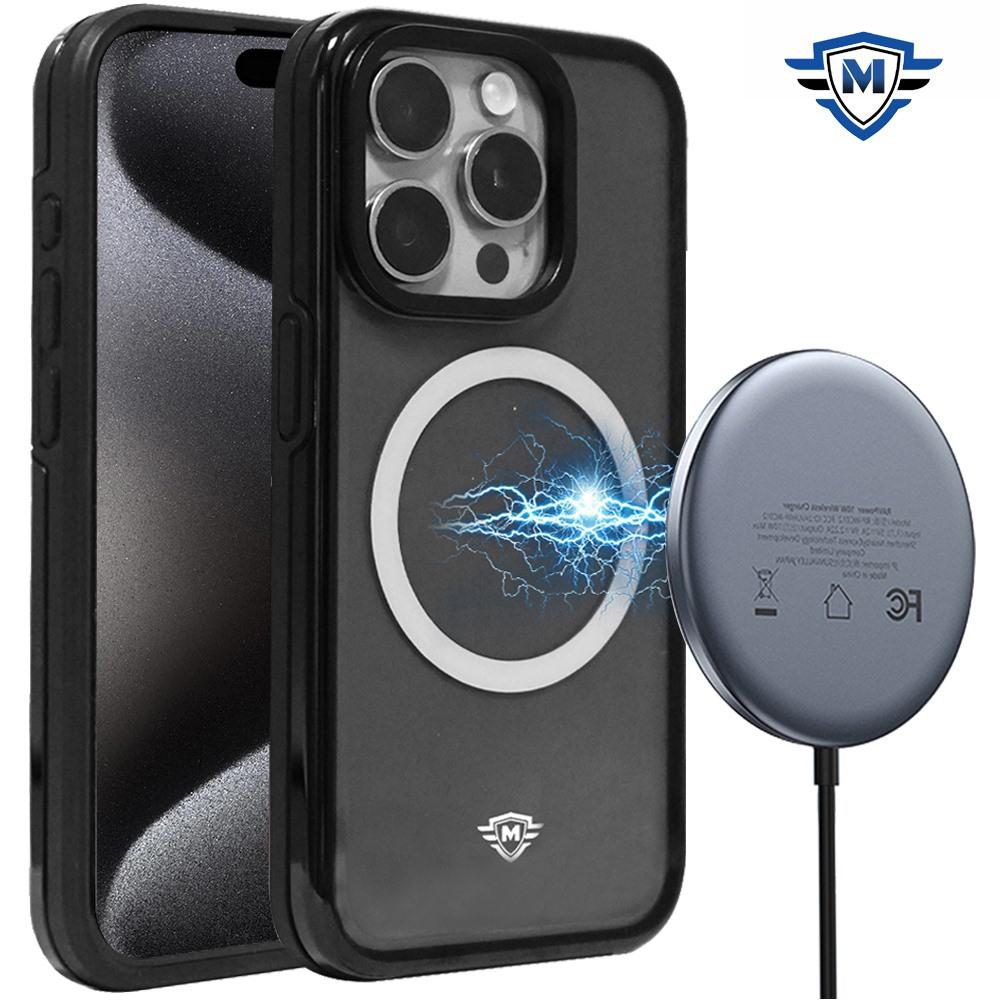 iPhone 15 METKASE Basic Transparent [Magnetic Circle] Premium Hybrid - Black