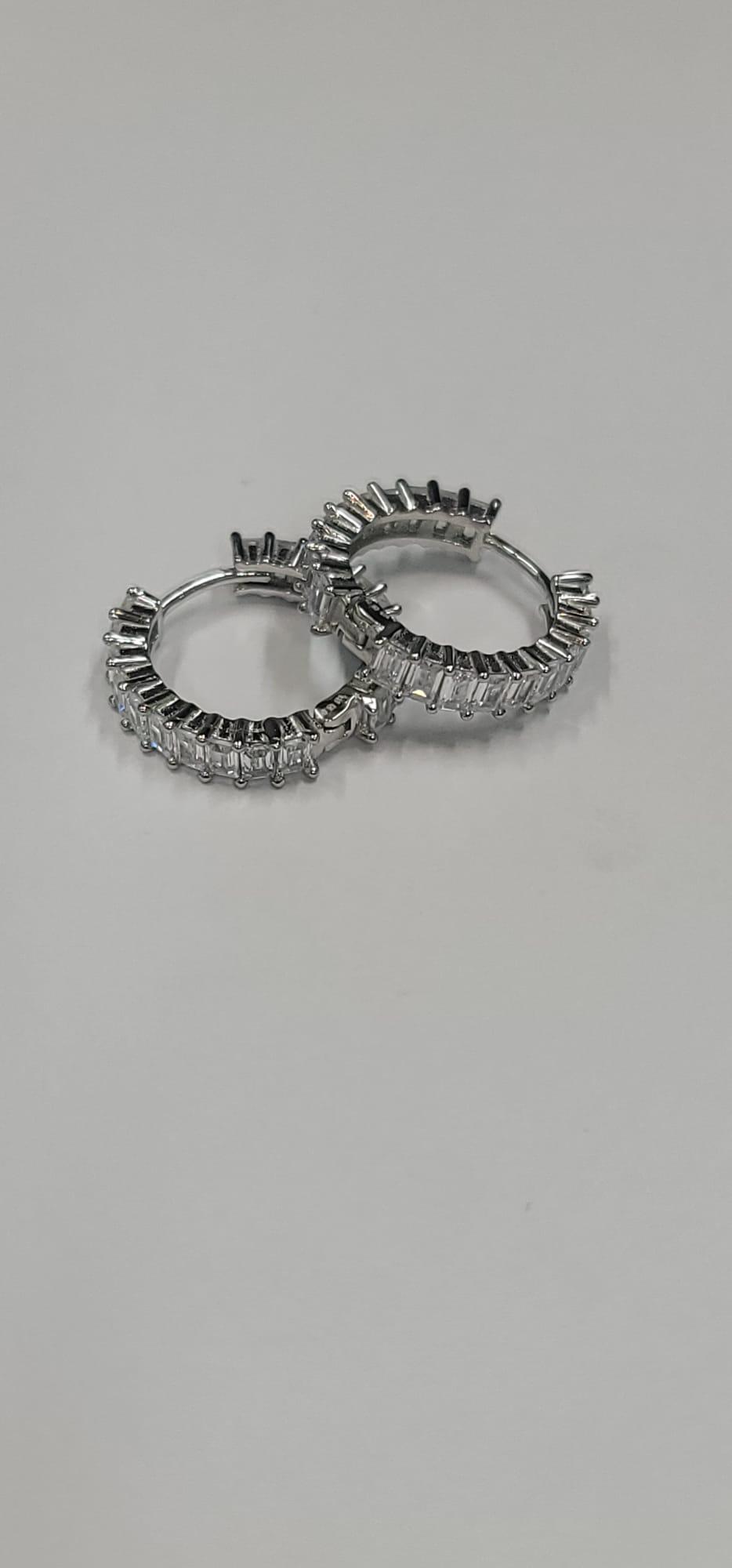 S925 Sterling Silver Baguette Huggies, photo 2 of 4