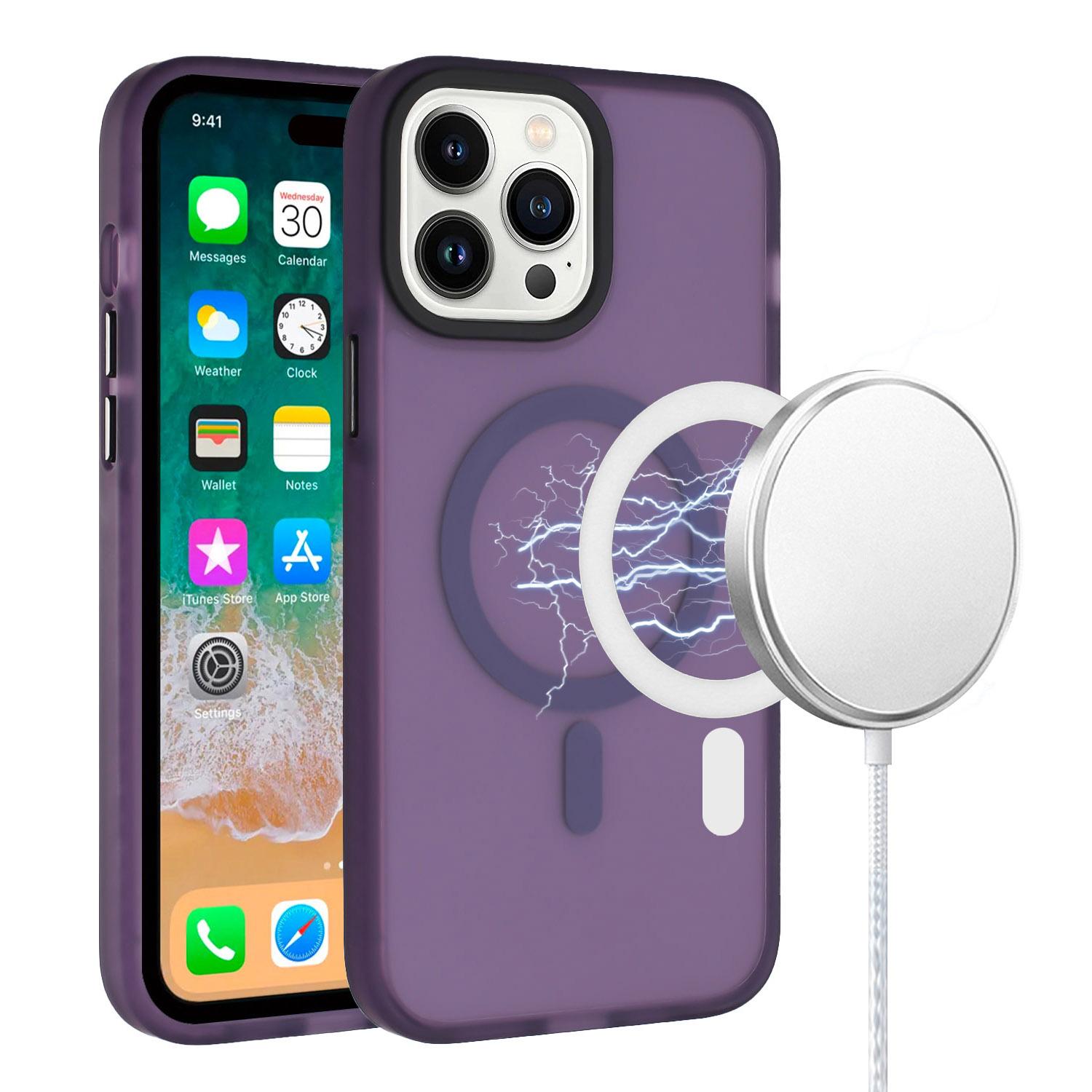 iPhone 15 [Magnetic Circle] ShockProof 4-Time Injection Strong Hybrid - Purple