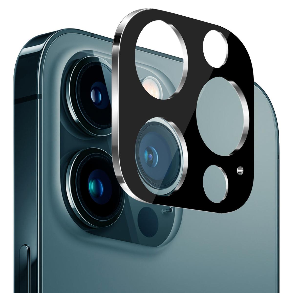 iPhone 12 Pro Max 6.7 Camera Lens Colored Edge Tempered Glass Protector - Black