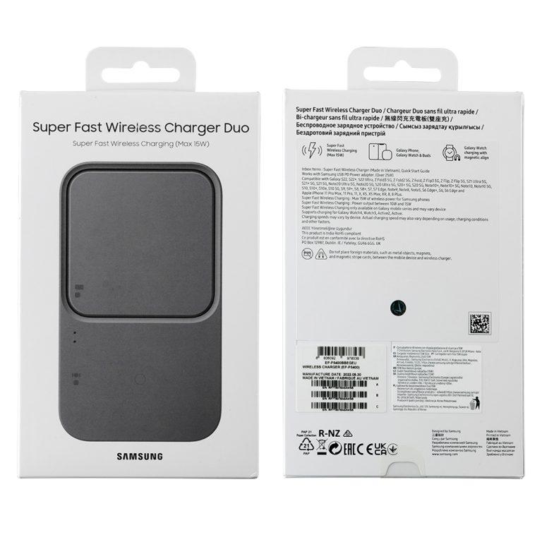 WIRELESS CHARGER DUO SAMSUNG 2 in 1 15W FAST CHARGE QI PAD – ADAPTER BLACK, photo 6 of 6
