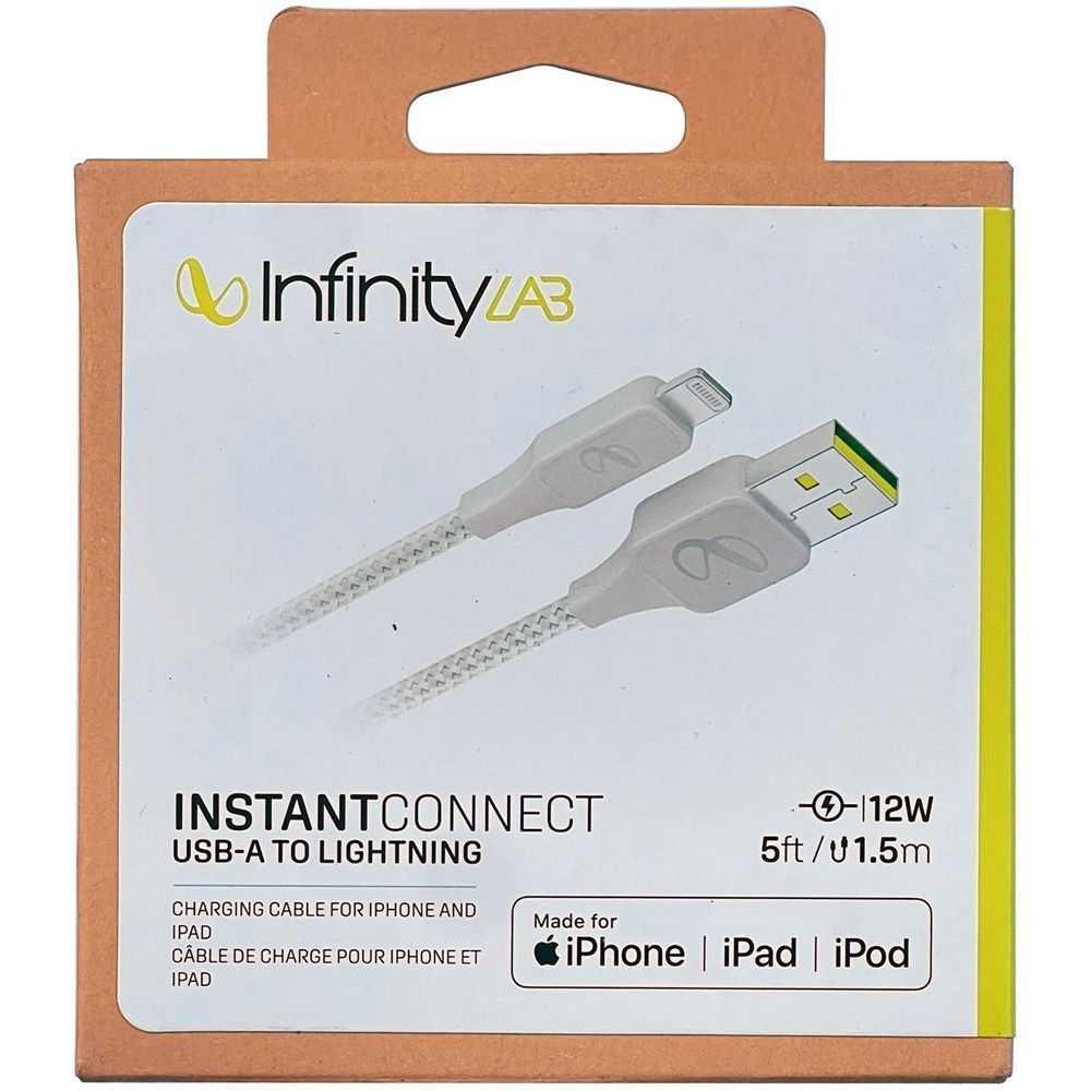 InfinityLab By Harman Audio InstantConnect USB-A to Lightning -Charging Cable for iPhone and iPad - White