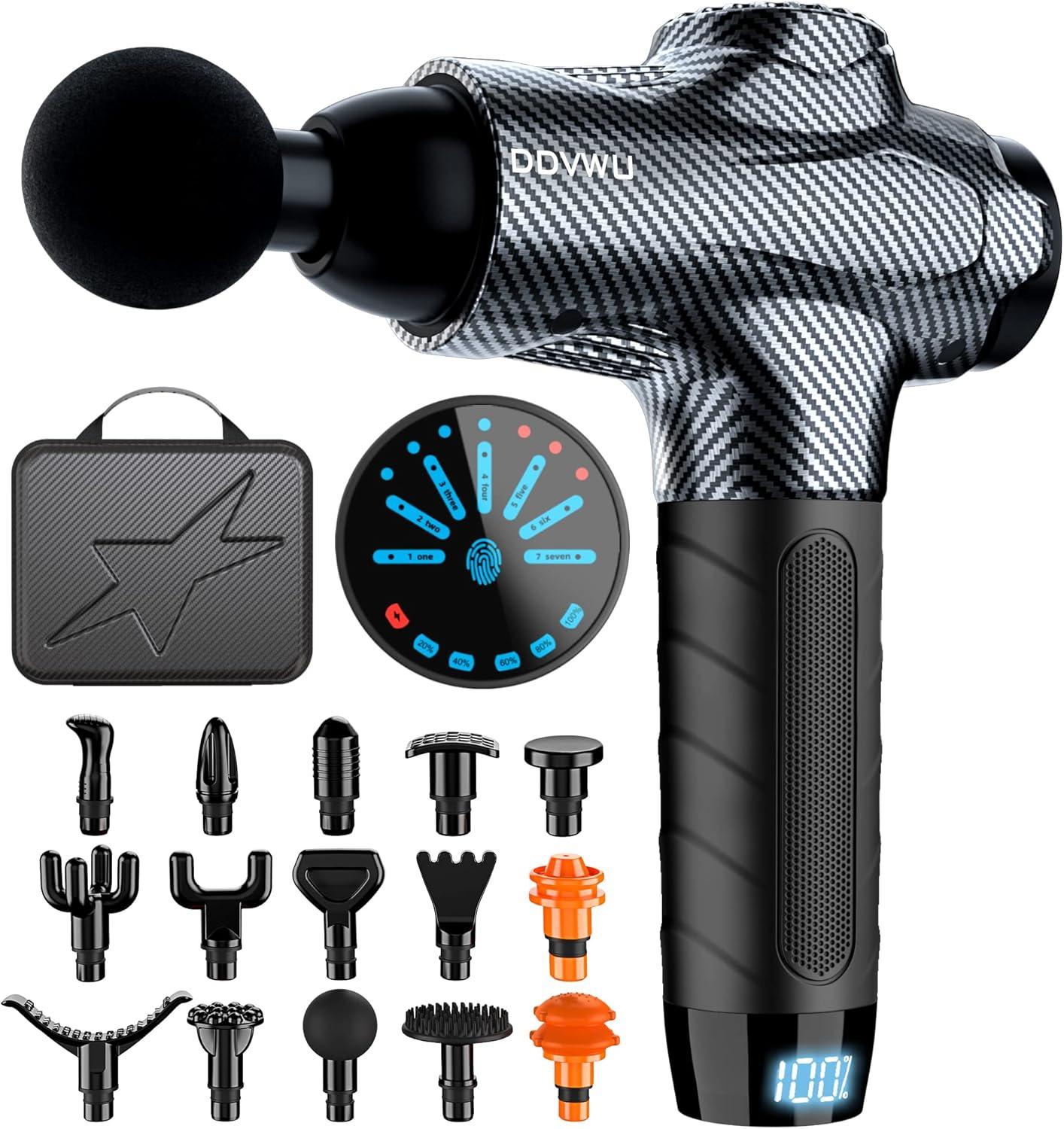 DACORM Massage Gun Deep Tissue Percussion - Muscle Massage Gun for Athletes,Super Quiet Portable Electric Sport Massager,Handheld Deep Tissue Massager of Y8 Pro Max(Carbon), 1 Count