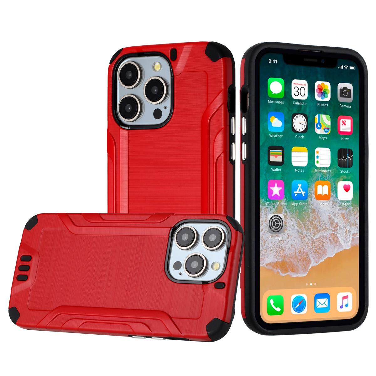 iPhone 15 Strong Tough Metallic Design Hybrid - Red