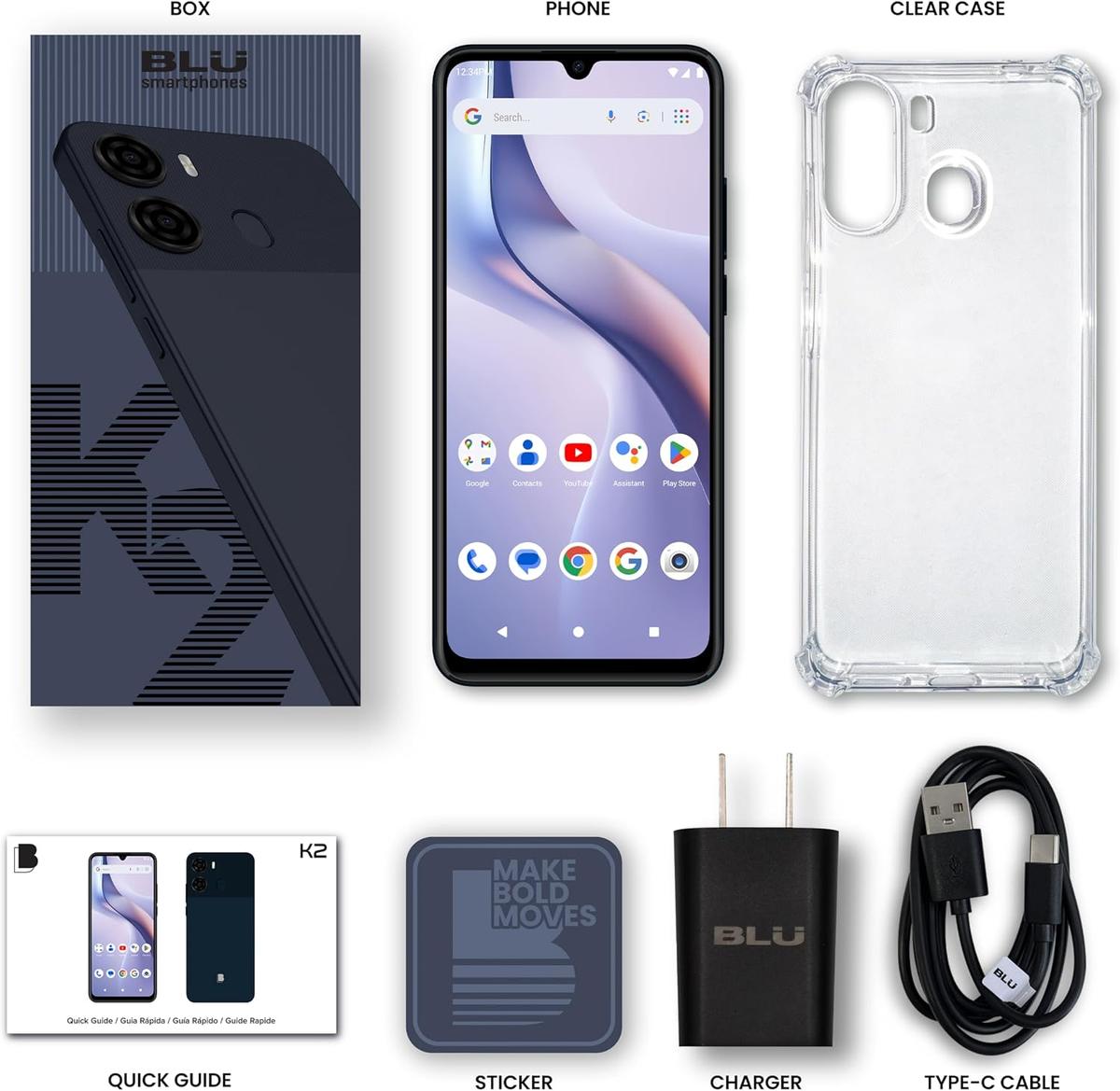 BLU K2 | Unlocked | 6.88” HD+ Display | 13MP Main Camera + 8MP Selfie Camera | 64GB | 5,000mAh Battery | Android 15 | US Version | US Warranty, photo 4 of 7