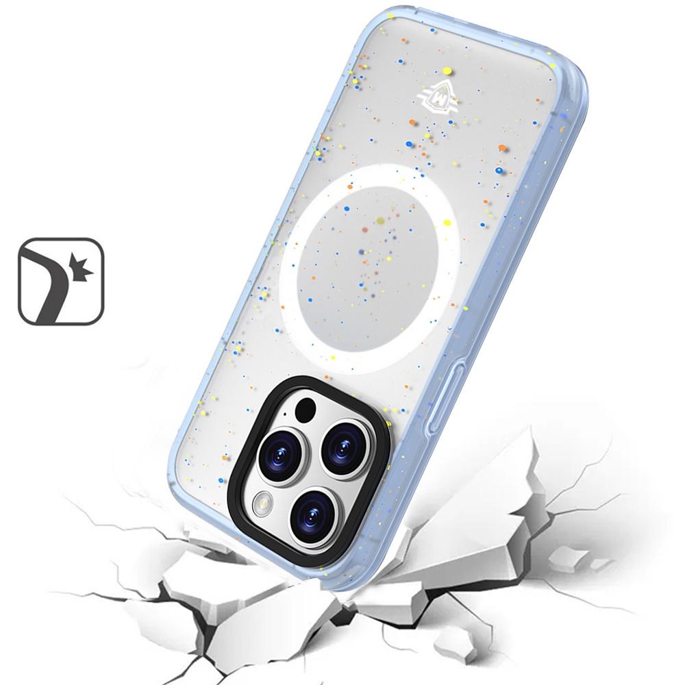 iPhone 15 Plus METKASE Iridescent Spots Hybrid Case with [Magnetic Circle] – Black + Iridescent Accents, photo 4 of 9