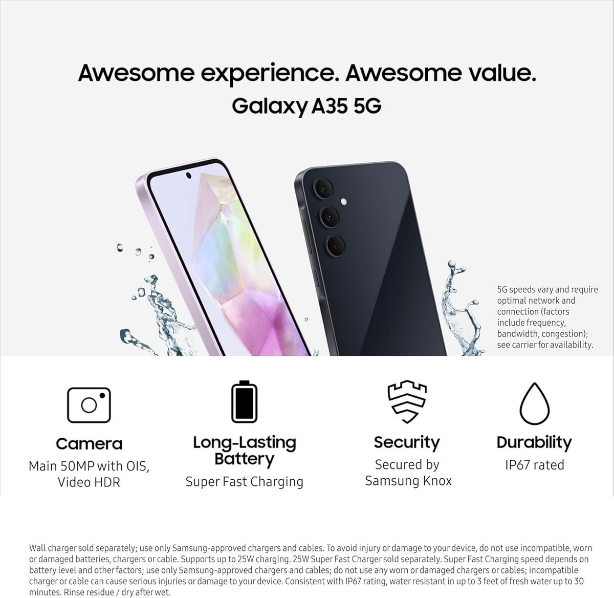 A35 5G Smartphone – 128GB Storage, High-Speed Connectivity & Sleek Design-unlocked work with all carriers-Brand new 12 months Warranty, photo 2 of 4