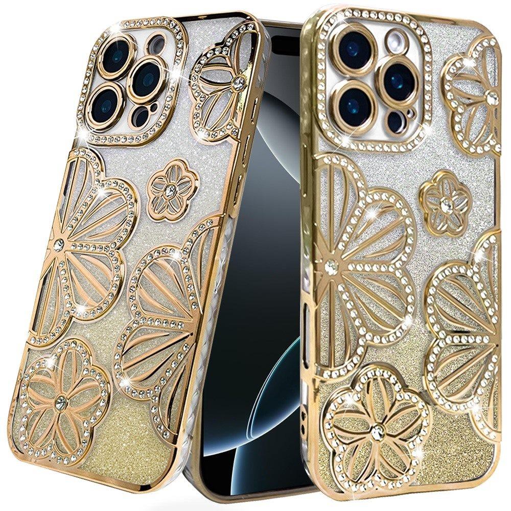 Luxury Bling Flower Pattern Rhinestone Case for iPhone 16 Pro Max | Available in Multiple Colors | US Seller | Free Delivery, photo 3 of 5