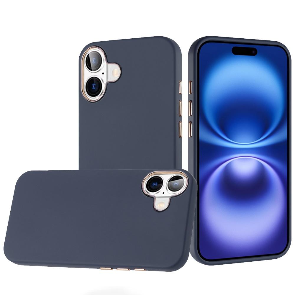For iPhone 17 Premium Quality Classy Slick Chromed Around Hybrid Case Cover – Dark Blue