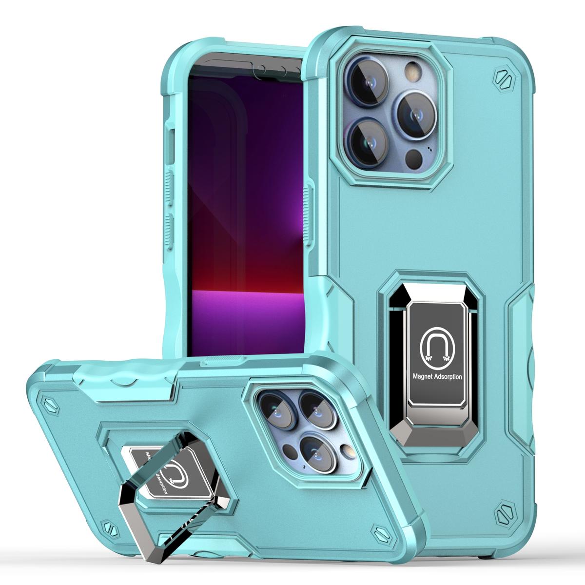 iPhone 15 OPTIMUM Magnetic Ring Stand Hybrid Case Cover - Teal