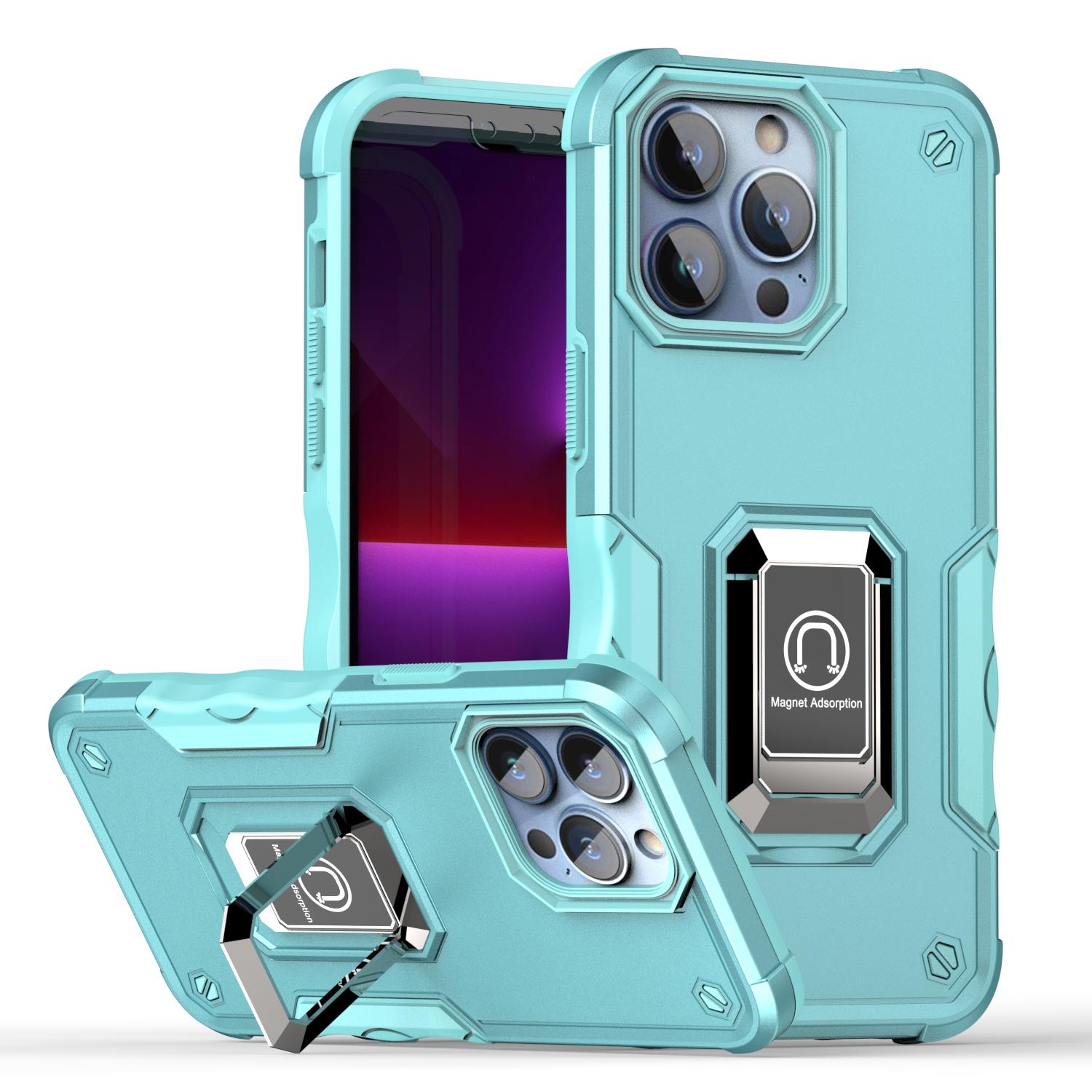 iPhone 15 OPTIMUM Magnetic Ring Stand Hybrid Case Cover - Teal