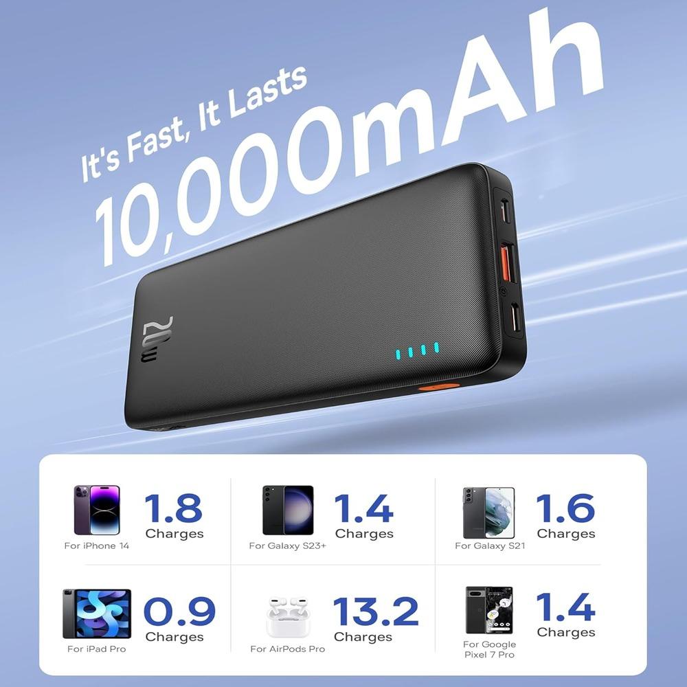 Baseus Portable Charger, 20W PD QC Power Bank Fast Charging, 10000mAh Slim Battery Pack Charger, photo 6 of 6
