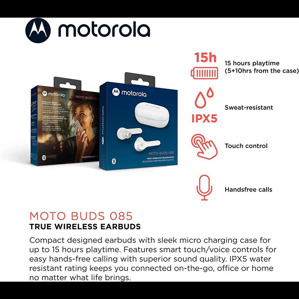 Motorola Moto Buds 085 - True Wireless Bluetooth Earbuds-WHITE
