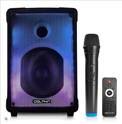 8" Portable 40-Watt-Continous-Power Bluetooth Speaker with Lights and Microphone