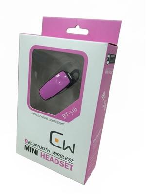 Bluetooth MINI Headset BT516 style, with ear hook, Bluetooth V3.0, in Pink