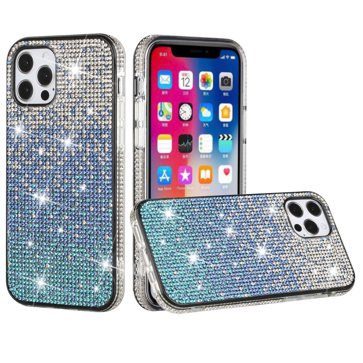 iPhone 15 Party Diamond Bumper Bling Hybrid Case Cover - Blue