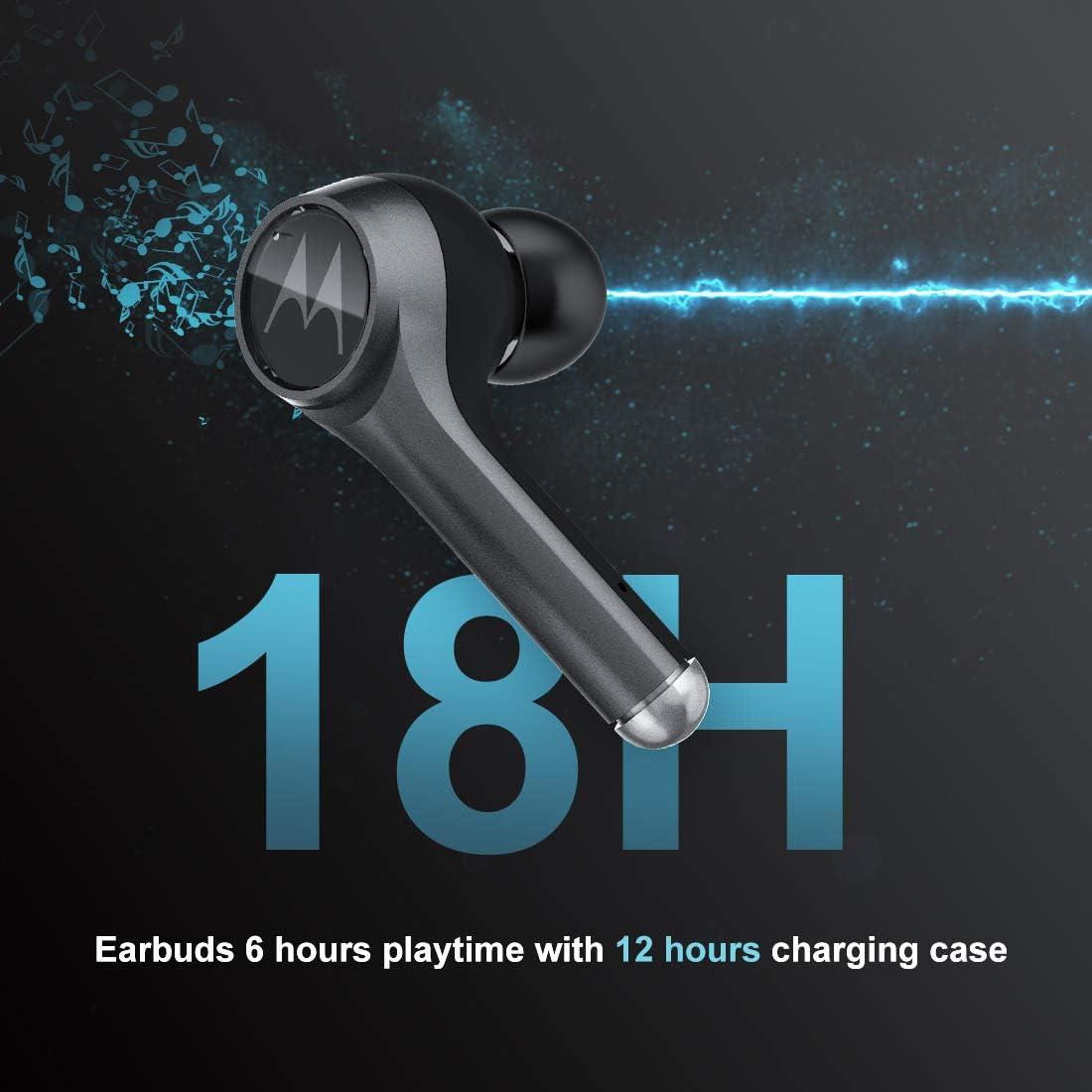 Short Description (*) MOTOROLA VerveBuds 800 True Wireless Earbuds with Wireless Charging Case Comfortable Earbuds Crystal Clear Sound Quality Full Control IPX4 Waterproof Bluetooth 5.0 Lightweight Earphones Black, photo 5 of 6