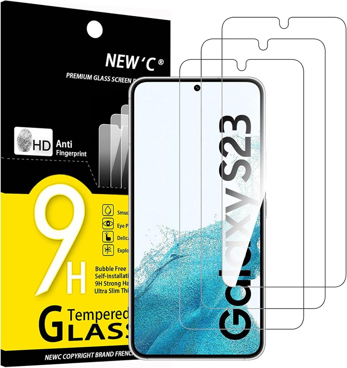 Pack of 3 Samsung Galaxy S23 Tempered Glass Screen Protectors – Case Friendly, HD Clear & Bubble-Free Application
