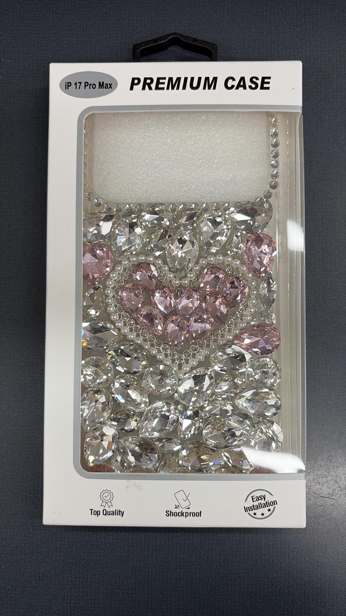 iPhone 17 Pro Max Case Full Bling Stones Glitter Flowers Floral Phone Cover