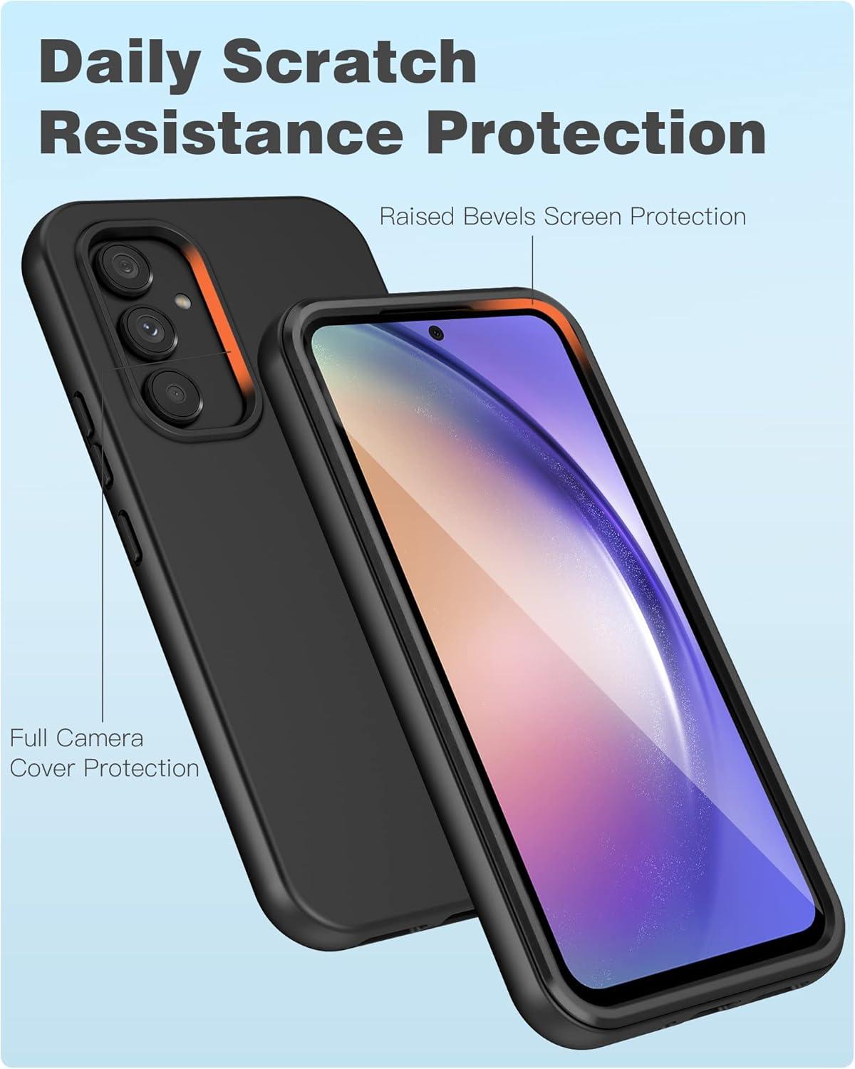 CASE for Samsung Galaxy A54 5g Case: Shockproof Protective Silicone Phone Cases - Slim Full Protection Cell Phones Cover with Screen Protector - Dual Layer Rugged Cell Covers Black, photo 3 of 6