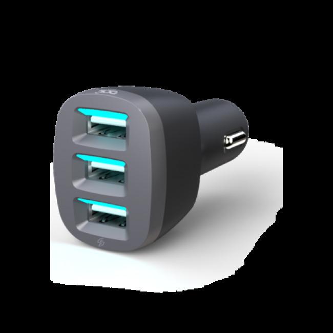 360 Vividdrive 7.2 AMPS 3 USB PORTS PREMIUM CAR CHARGER - BLACK, photo 2 of 2