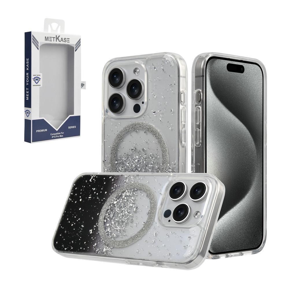 METKASE Glitter Transparent Shockproof MagSafe Case for iPhone 15 Pro, photo 9 of 10